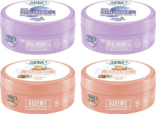 Nem Hyaluronik Asit ve Badem Sütü Bakım Kremi 150 ml 4 lü Set