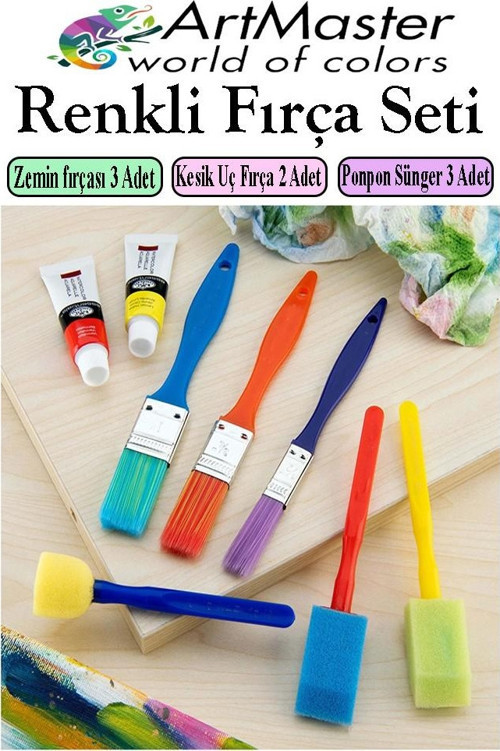 Fırça Seti 6 Lı Plastik Sap Resim Fırçası 1 Paket Suluboya Akrilik Boya Guaj Boya Yağlı Boya Fırca Seti