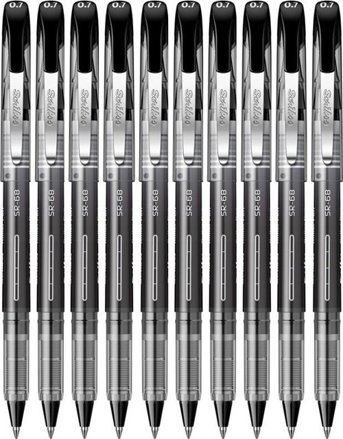Siyah Pilot Kalem SR-68 Roller Pen 10 Adet Scrikss Pilot Kalem 0.7 mm Roller Uçlu Pilot Kalem İnce Uçlu Likit Mürekkepli