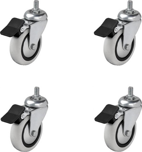 4 Adet Hts Döner 3/8 Vidalı Frenli Mobilya Tekeri Çap : 74 mm Kod : 354