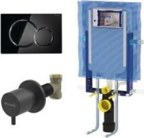 Sigma01 Yuvarlak Gömme Rezervuar Seti, Parlak Siyah