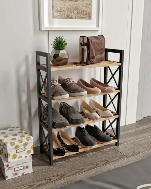 Çok Amaçlı Raf 4 Katlı Ayakkabılık Meşe