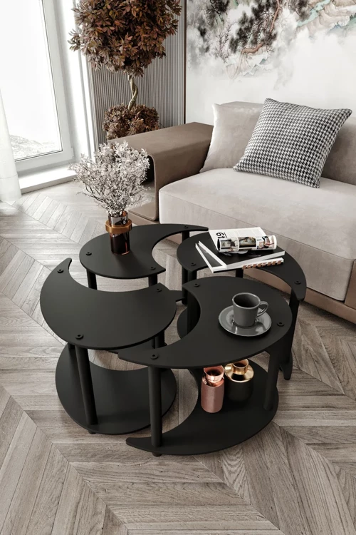 Yin Yang 4'lü Orta Sehpa Siyah