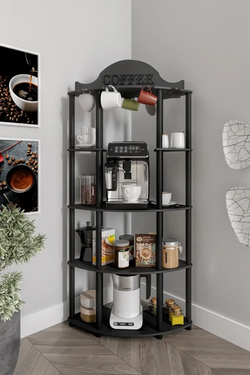 Doppio Kahve Köşesi Raf Siyah