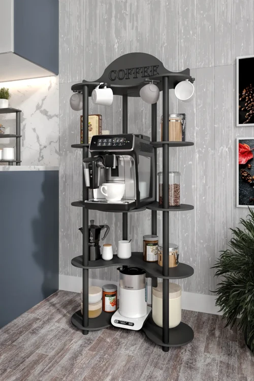 Cortado Kahve Köşesi Raf Siyah