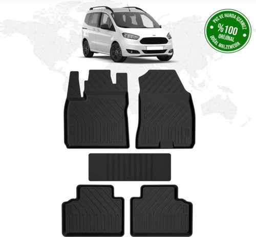 Ford Courier 2014‑2023 4D Havuzlu Paspas Seti – Tpe, Kaymaz & Sabitlemeli