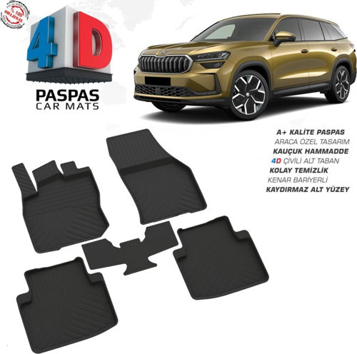 Skoda Kodiaq 2024+ 4D Havuzlu Paspas Seti – Tpe, Kaymaz Ve Sabitlemeli
