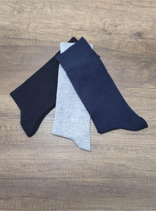 Erkek Pamuklu Orta Kalın Klasik Çorap 3'Lü