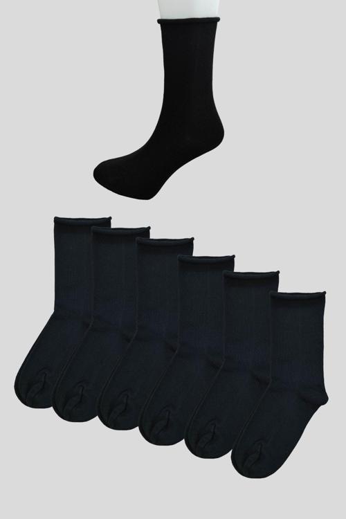 Erkek 6 Çift Pamuklu Lastiksiz Diyabetik Çorap Dikişsiz Burun