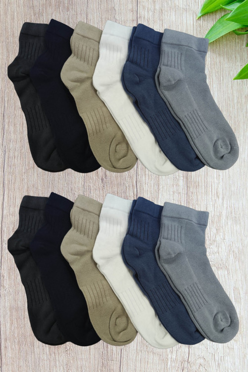 Erkek 12 Çift Burun Dikişsiz Bambu Orta Konç Çorap
