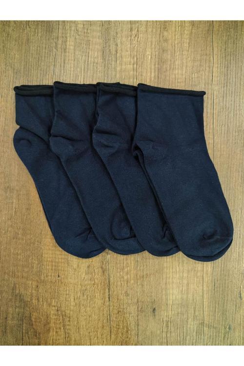 Erkek 4 Çift Lastiksiz Çorap Burun Dikişsiz Pamuklu Diyabetik Yarım Konç