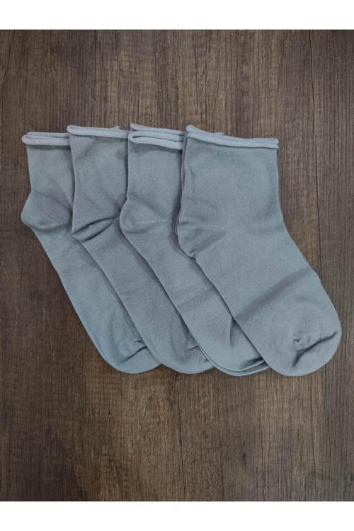 Erkek 4 Çift Lastiksiz Çorap Burun Dikişsiz Pamuklu Diyabetik Yarım Konç