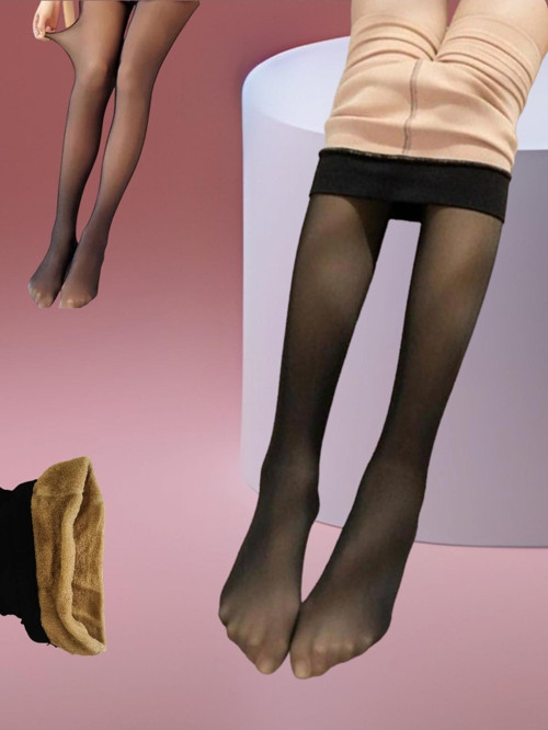 Kadın Termal İçi Polar Külotlu Çorap İnce Çorap Görünümlü