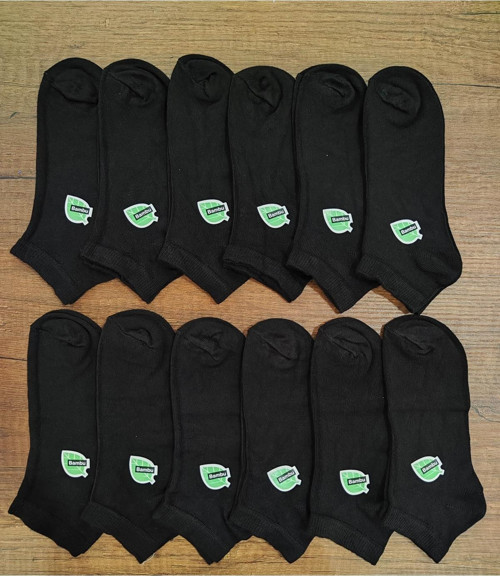 Unisex Çocuk Bambu Kısa Patik Yazlık Çorap 12 Çift Siyah