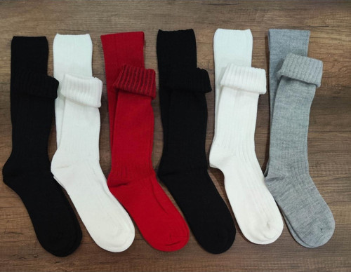 Kadın Diyabetik Dizaltı Yün Çorap 6 Çift Kalın Kışlık Gerçek Yün