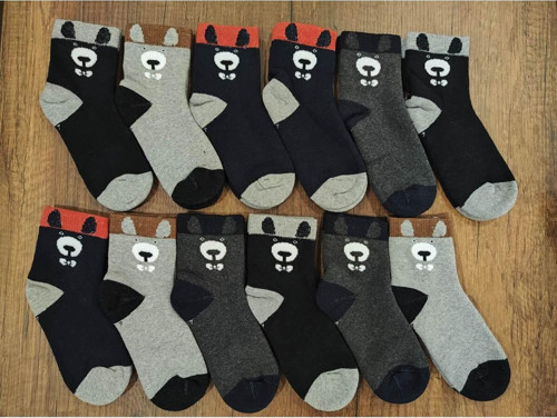 Erkek Çocuk Kışlık Pamuklu Kalın Havlu Termal Çorap 12 Çift Dikişsiz