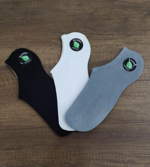 Unisex 3 Çift Bambu Dikişsiz Görünmez Spor Yakkabı Çorabı Sneakers