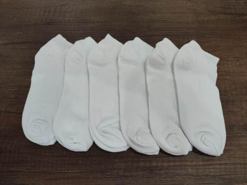 Çocuk 6 Çift İnce Yazlık Pamuklu Kısa Patik Spor Çorap Düz Beyaz