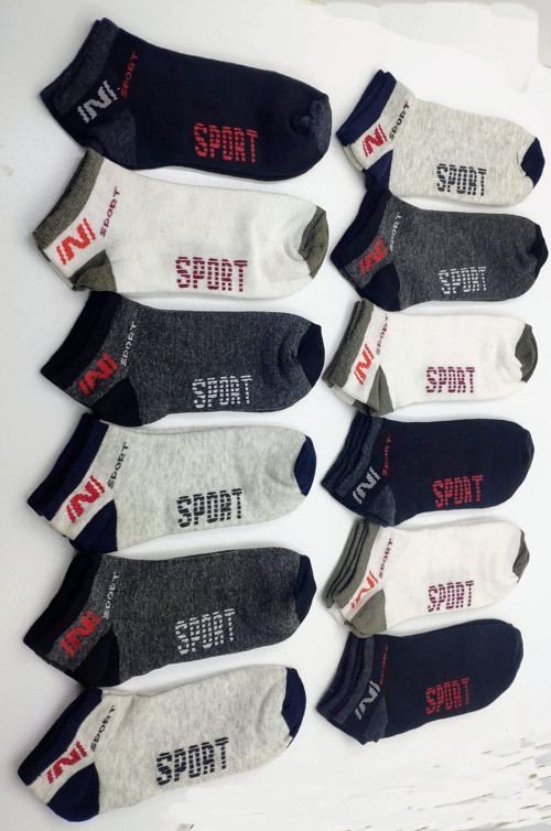 Erkek Çocuk 12 Çift Pamuklu Yazlık Spor Kısa Patik Çorap