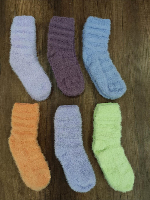 6'Lı Kışlık Peluş Çorap