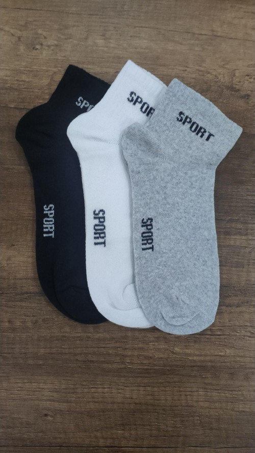 Erkek 3'Lü Yarım Konç Spor Çorap Ekonomik