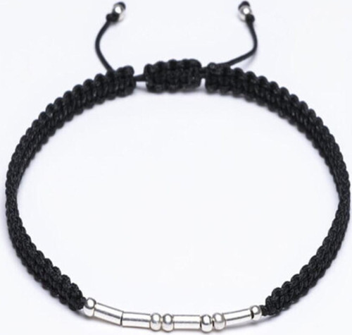 Mors Alfabesi Kişiye Özel Gümüş Kaplama Çift Makrome Bileklik