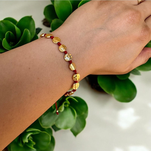 Pirinç Dövme Malzeme Ve Kırmızı İp Bileklik