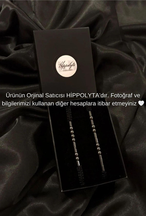 Mors Alfabesi Sevgili Bilekliği Hematit Taşlı Çift Bilekliği