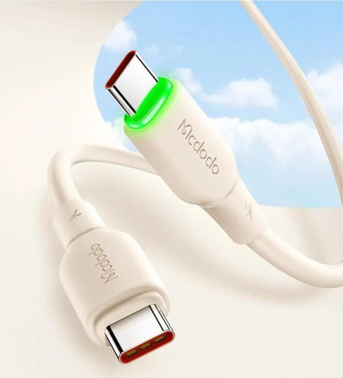 CA-4770 65W Typec Typec Led Işıklı Data Şarj Kablo 1.2M - Beyaz