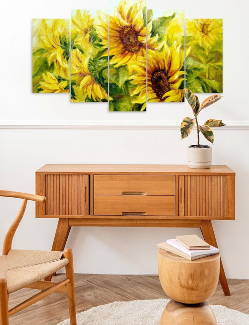 Çiçekler 5 Parçalı Mdf Tablo