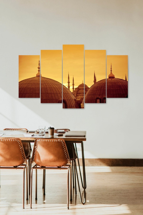 Camii Manzara 5 Parçalı Mdf Tablo