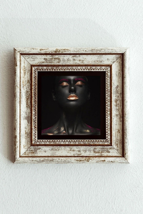 Afrikalı Kadın Çerçeveli Taş Tablo , Çerçeveli Taş Duvar Dekoru-enkcrcvtbl-00182