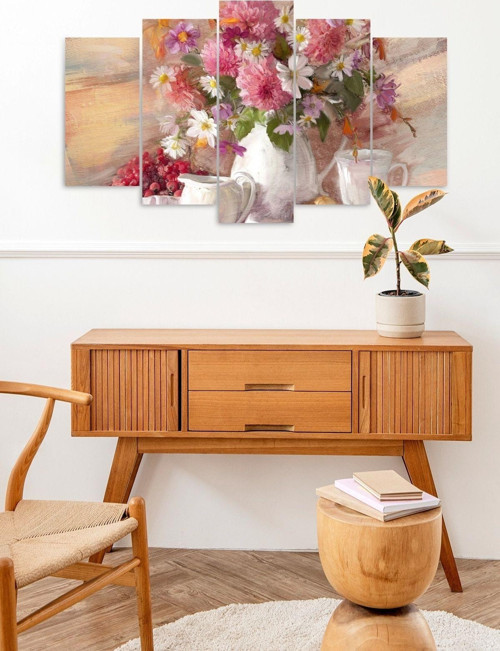Çiçekler 5 Parçalı Mdf Tablo
