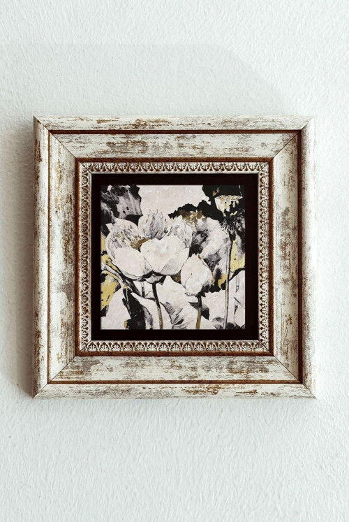 Çiçek Çerçeveli Taş Tablo , Çerçeveli Taş Duvar Dekoru-enkcrcvtbl-00155
