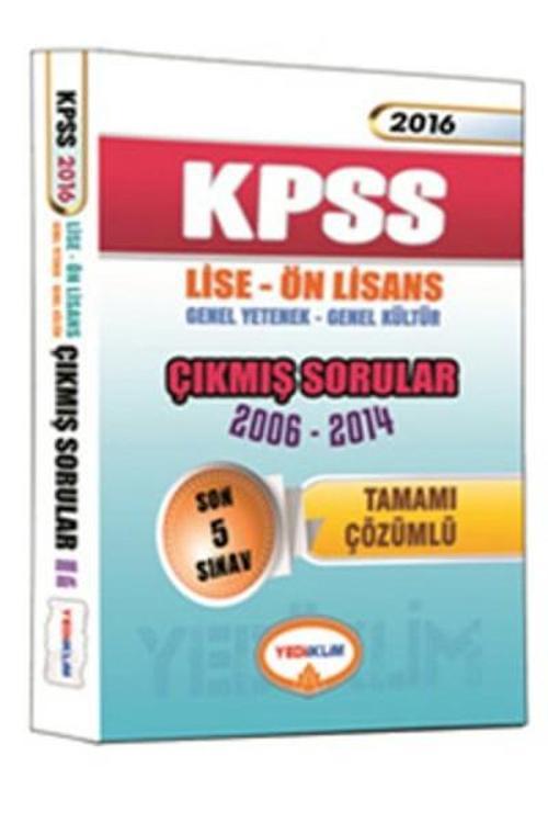 Yediiklim KPSS Lise - Ön Lisans Tamamı Çözümlü 2006-2014 Çıkmış Sorular Tek Kitap