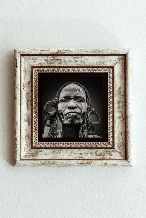Afrikalı Kadın Çerçeveli Taş Tablo , Çerçeveli Taş Duvar Dekoru-enkcrcvtbl-00195