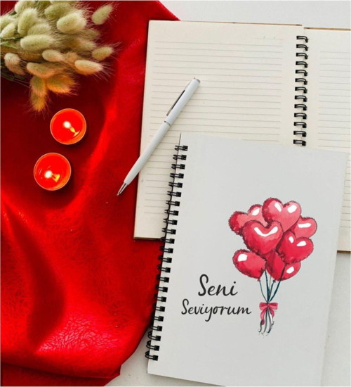 Sevgililer Günü Balon Kalpler Defter Kalem Seti