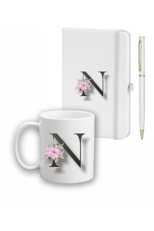 Çiçek Desen Ajanda, Kupa Ve Kalem Seti