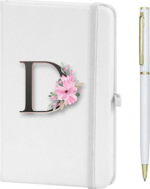 D Harfi Çiçek Desen Baskılı Defter