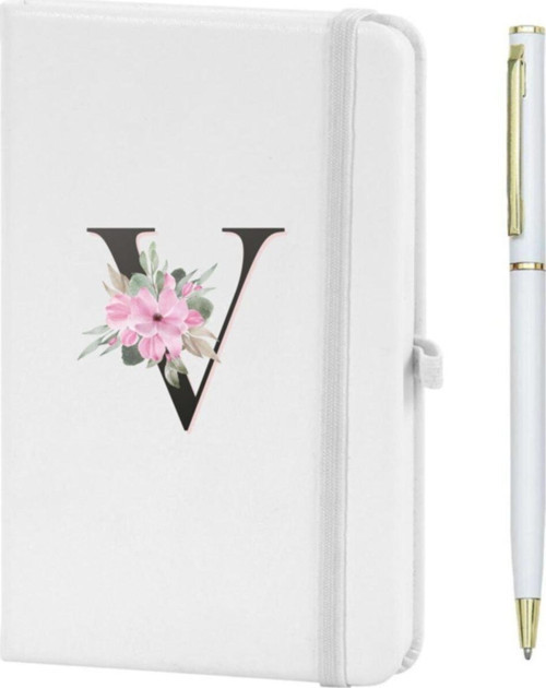 V Harfi Çiçek Desen Baskılı Defter