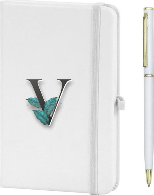 V Harfi Çiçek Baskılı Defter