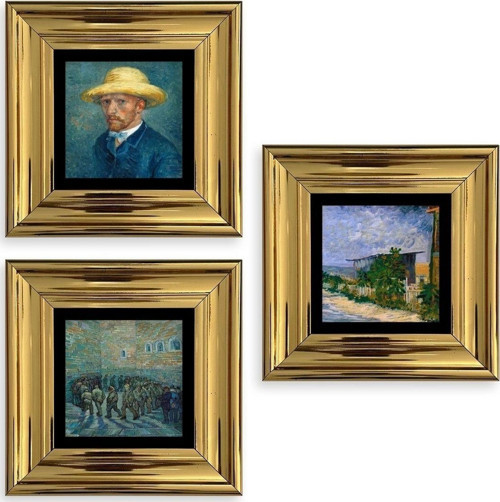 Van Gogh 3 lü Set Çerçeveli Taş Tablo