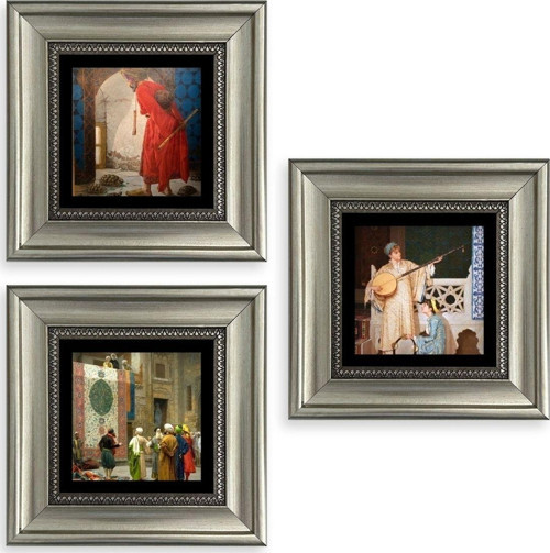 Osman Hamdi Bey 3 lü Set Çerçeveli Taş Tablo