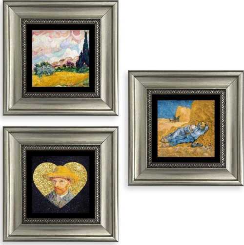 Van Gogh 3 lü Set Çerçeveli Taş Tablo