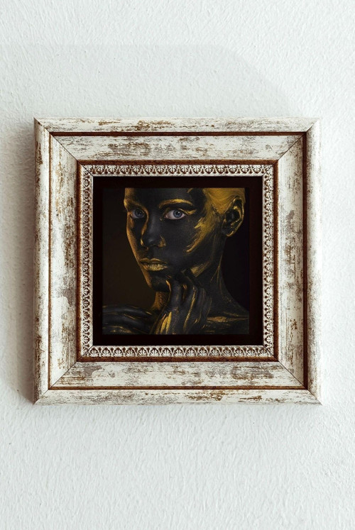 Afrikalı Kadın Çerçeveli Taş Tablo , Çerçeveli Taş Duvar Dekoru-enkcrcvtbl-00162