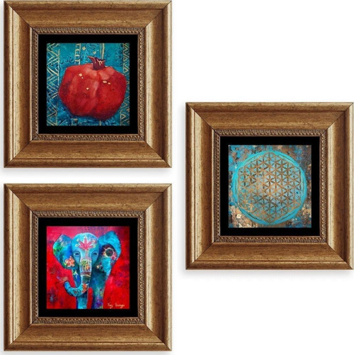 Mistik 3 lü Set Çerçeveli Taş Tablo