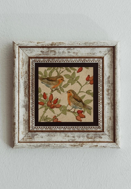 Kuş Çerçeveli Taş Tablo , Çerçeveli Taş Duvar Dekoru - Enkcrcvtbl-00091