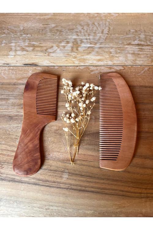 kiraz Ağacından Tarak, 2'Li Doğal Ahşap Tarak,