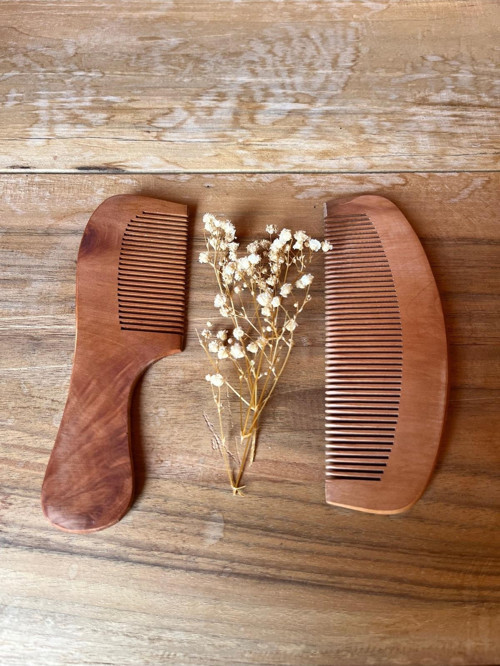 kiraz Ağacından Tarak, 2'Li Doğal Ahşap Tarak,