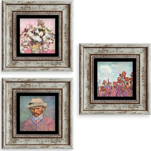 Van Gogh 3 lü Set Çerçeveli Taş Tablo